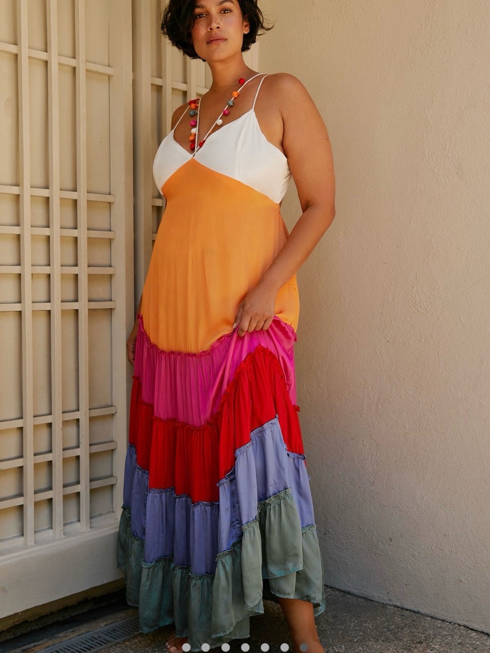 AnthropologieTiered Maxi Dress - White, Orange, Pink, Red. 2x. NWT